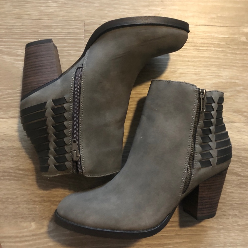 gray heeled booties
